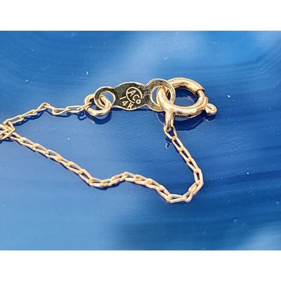 14K Yellow Gold Diamond Cut Cross Pendant Link Necklace - Picture 8 of 13